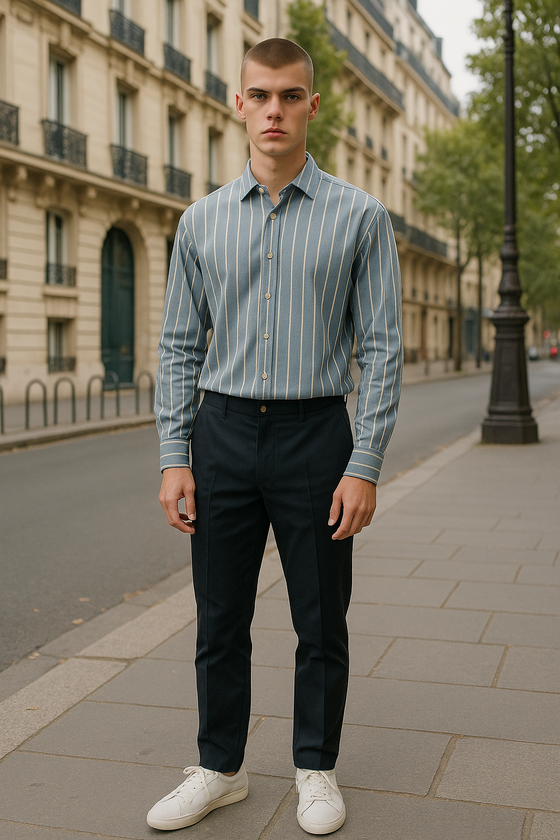 Emanuel Berg - Byron - Chemise manches longues à rayures Albini 4Flex - Modern Fit - Bleu