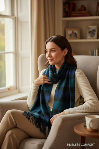 Hemley - Foulard à carreaux tartan de laine