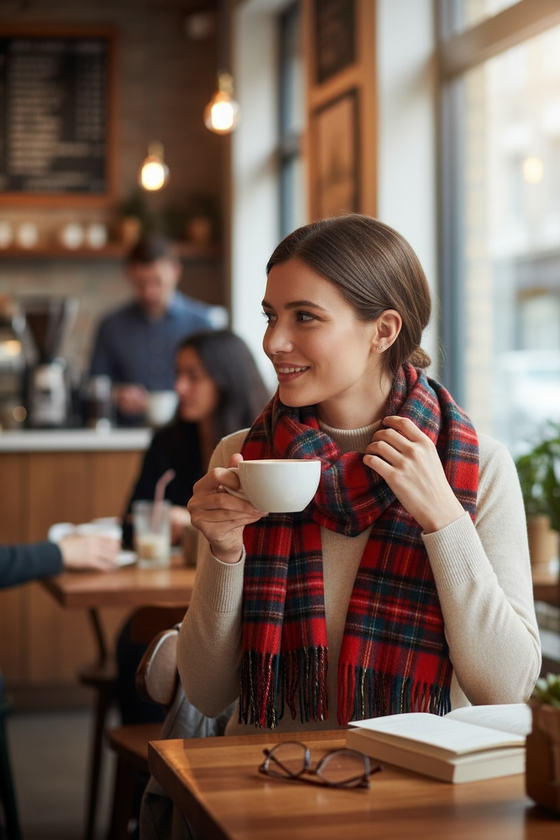 Hemley - Foulard à carreaux tartan de laine