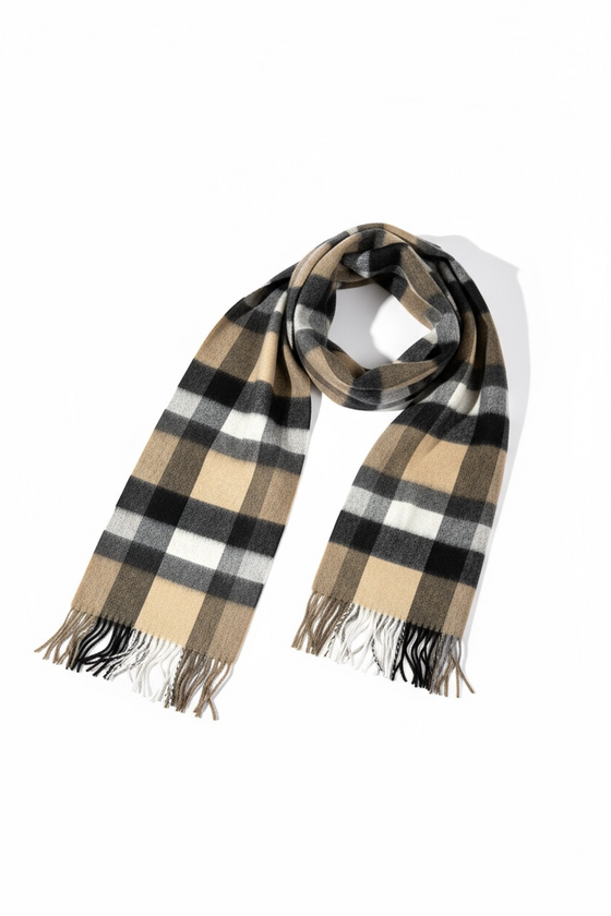 Hemley - Foulard à carreaux de laine et cachemire