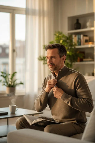 Paul & Shark - Pull à col zip en soie et coton avec détails en daim Aqualeather