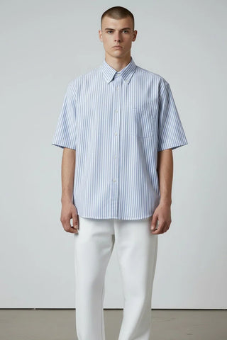 Paul & Shark - Chemise manches courtes à rayures de lyocell Xsoft