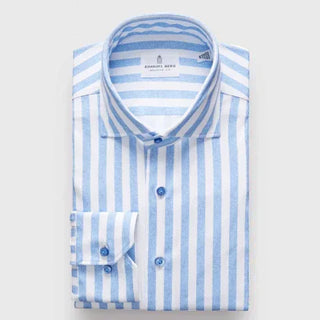 Emanuel Berg - Byron - Chemise manches longues à rayures Albini 4Flex - Modern Fit - Blanc/Bleu