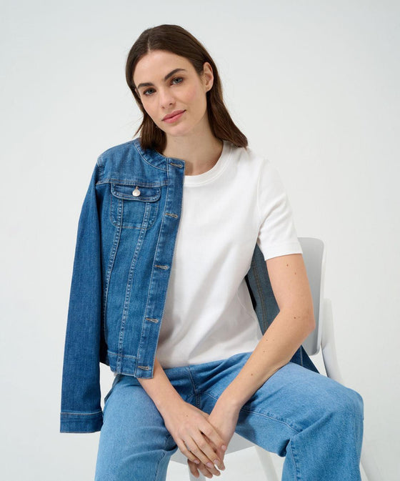 BRAX - Cira - T-shirt uni de coton jersey - LE CAPITAINE D'A BORD