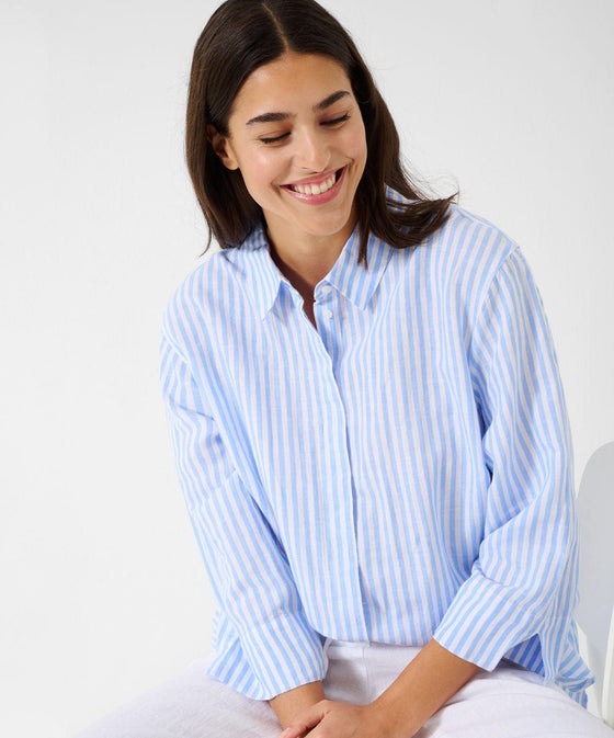 BRAX - Vicki - Blouse rayée de lin et coton - LE CAPITAINE D'A BORD