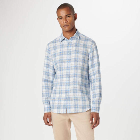 Bugatchi - Julian - Chemise de lin manches longues à carreaux - LE CAPITAINE D'A BORD