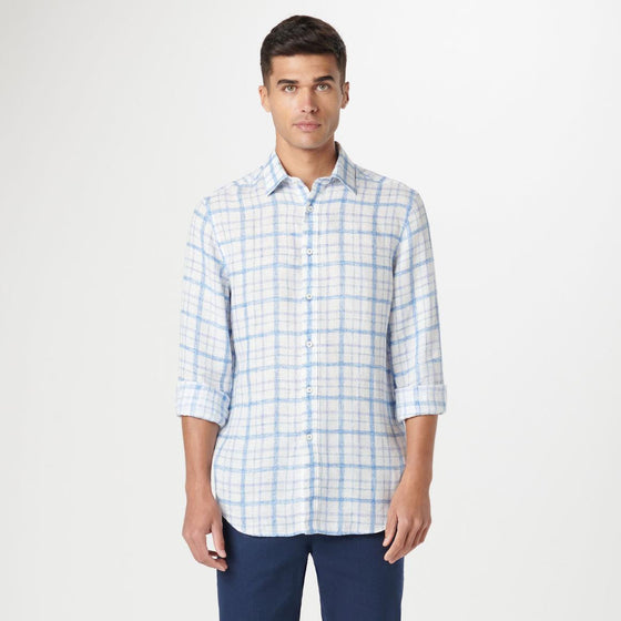 Bugatchi - Julian - Chemise de lin manches longues à carreaux Tattersall - LE CAPITAINE D'A BORD