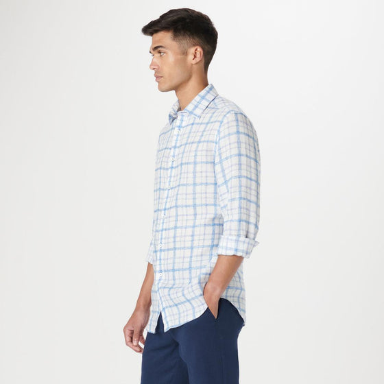 Bugatchi - Julian - Chemise de lin manches longues à carreaux Tattersall - LE CAPITAINE D'A BORD