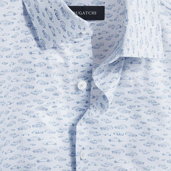 Bugatchi - Miles - Chemise imprimé automobiles manches courtes OOOHCOTTON© - LE CAPITAINE D'A BORD
