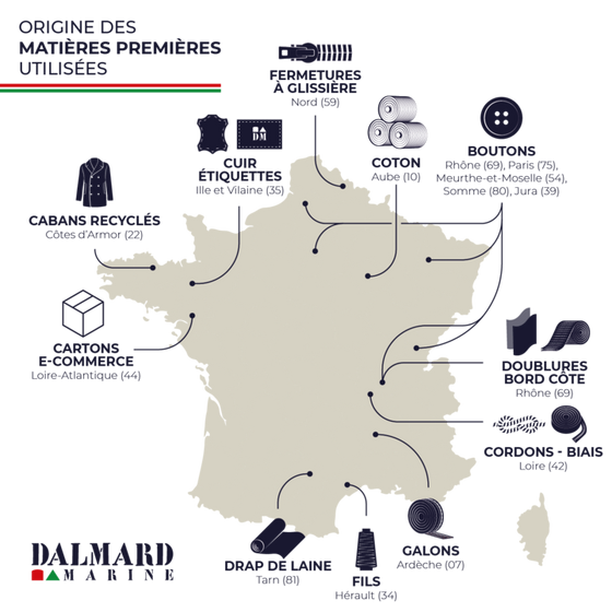 Dalmard Marine - Detroit - Caban pour femme à boutons dorés - Marine