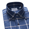 Emanuel Berg - Bellagio - Chemise manches longues à carreaux sartorial brossée - Modern Fit - Bleu - LE CAPITAINE D'A BORD