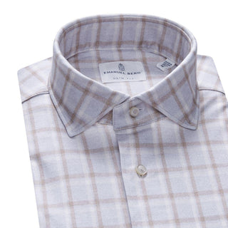 Emanuel Berg - Byron - Chemise manches longues à carreaux Albini 4Flex - Modern Fit - Gris - LE CAPITAINE D'A BORD