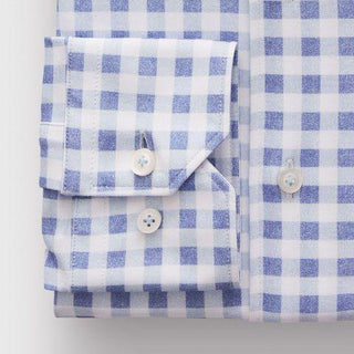 Emanuel Berg - Byron - Chemise manches longues à carreaux Albini 4Flex - Modern Fit - Marine - LE CAPITAINE D'A BORD
