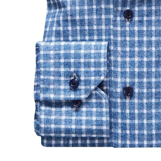 Emanuel Berg - Byron - Chemise manches longues à carreaux Albini 4Flex - Modern Fit - Marine/Blanc - LE CAPITAINE D'A BORD