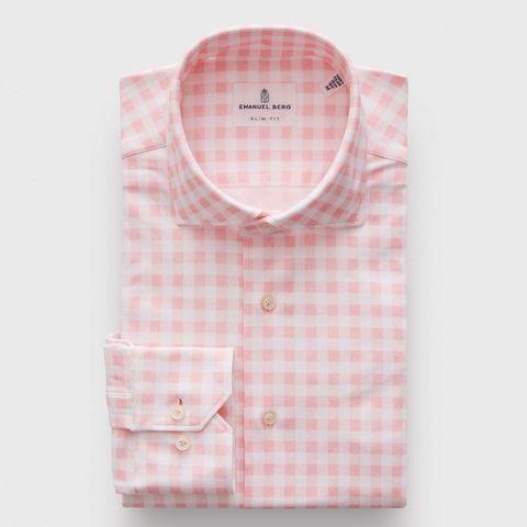 Emanuel Berg - Byron - Chemise manches longues à carreaux Albini 4Flex - Modern Fit - Rose - LE CAPITAINE D'A BORD