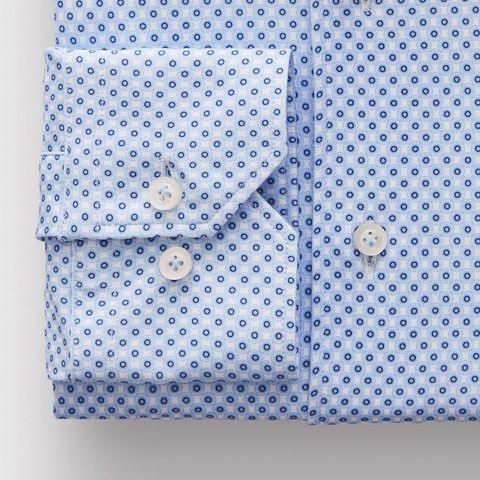 Emanuel Berg - Byron - Chemise manches longues à motifs Albini 4Flex - Modern Fit - Bleu/Blanc - LE CAPITAINE D'A BORD