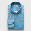 Emanuel Berg - Byron - Chemise manches longues à motifs Albini 4Flex - Modern Fit - Turquoise - LE CAPITAINE D'A BORD