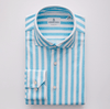 Emanuel Berg - Byron - Chemise manches longues à rayures Albini 4Flex - Modern Fit - Blanc/Turquoise - LE CAPITAINE D'A BORD