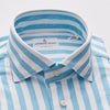 Emanuel Berg - Byron - Chemise manches longues à rayures Albini 4Flex - Modern Fit - Blanc/Turquoise - LE CAPITAINE D'A BORD
