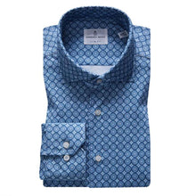  Emanuel Berg - Byron - Chemise manches longues imprimé cercles Albini 4Flex - Modern Fit - Bleu - LE CAPITAINE D'A BORD
