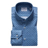 Emanuel Berg - Byron - Chemise manches longues imprimé cercles Albini 4Flex - Modern Fit - Bleu - LE CAPITAINE D'A BORD