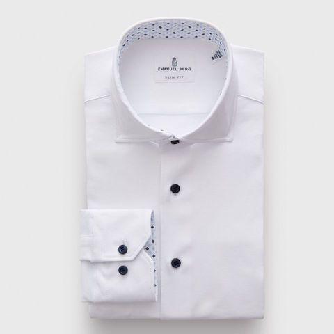 Emanuel Berg - Byron - Chemise manches longues unie Albini 4Flex - Modern Fit - Blanc - LE CAPITAINE D'A BORD
