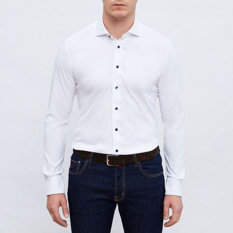 Emanuel Berg - Byron - Chemise manches longues unie Albini 4Flex - Modern Fit - Blanc - LE CAPITAINE D'A BORD