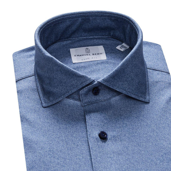 Emanuel Berg - Byron - Chemise manches longues unie Albini 4Flex - Modern Fit - Bleu - LE CAPITAINE D'A BORD