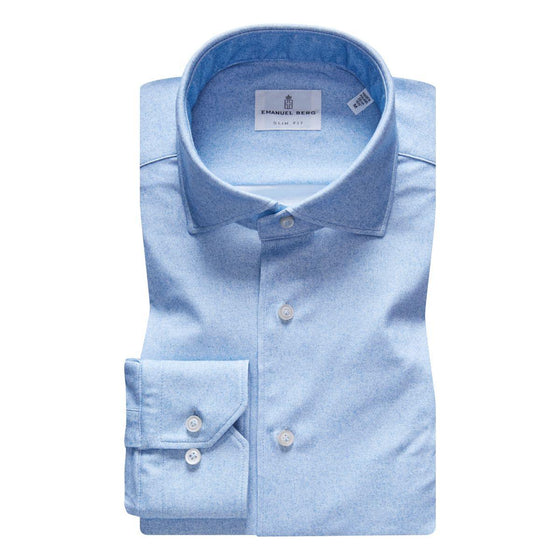 Emanuel Berg - Byron - Chemise manches longues unie Albini 4Flex - Modern Fit - Bleu Pâle - LE CAPITAINE D'A BORD