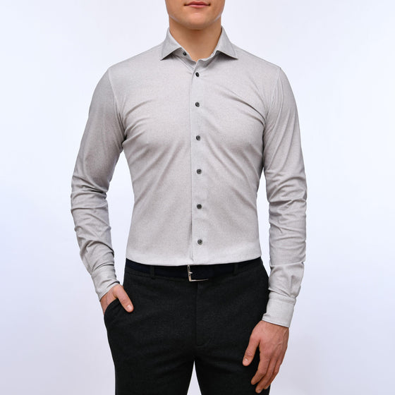 Emanuel Berg - Byron - Chemise manches longues unie Albini 4Flex - Modern Fit - Gris - LE CAPITAINE D'A BORD