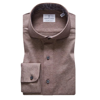 Emanuel Berg - Polo manches longues Premium Jersey Knit - Modern Fit - Chocolat - LE CAPITAINE D'A BORD