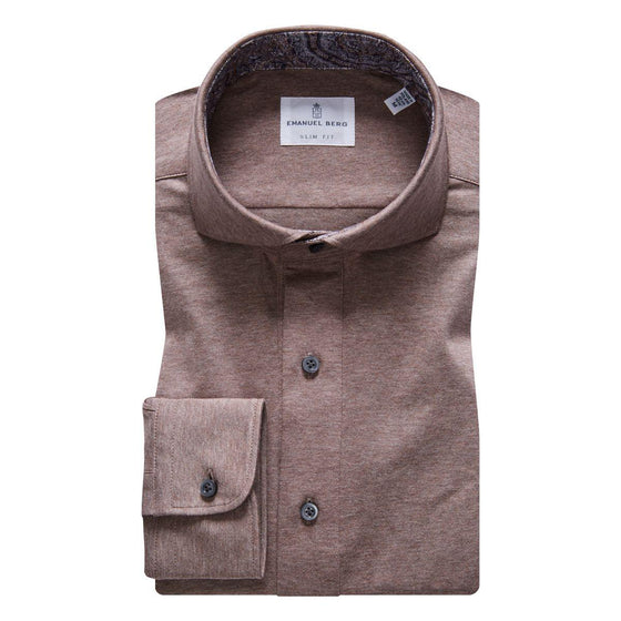 Emanuel Berg - Polo manches longues Premium Jersey Knit - Modern Fit - Chocolat - LE CAPITAINE D'A BORD