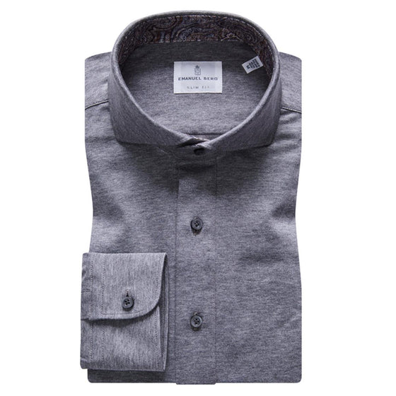 Emanuel Berg - Polo manches longues Premium Jersey Knit - Modern Fit - Gris - LE CAPITAINE D'A BORD