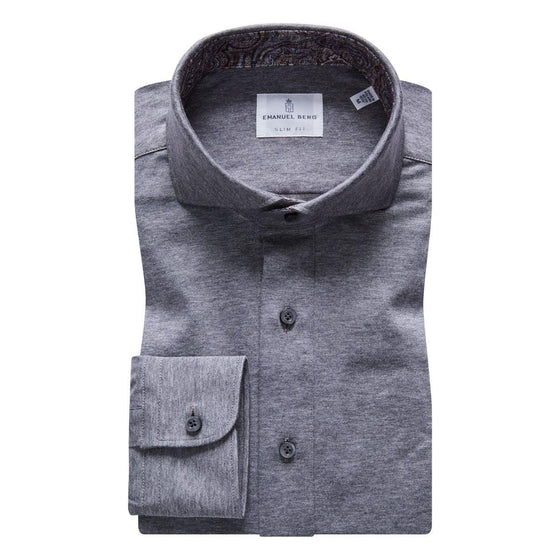 Emanuel Berg - Polo manches longues Premium Jersey Knit - Modern Fit - Gris - LE CAPITAINE D'A BORD