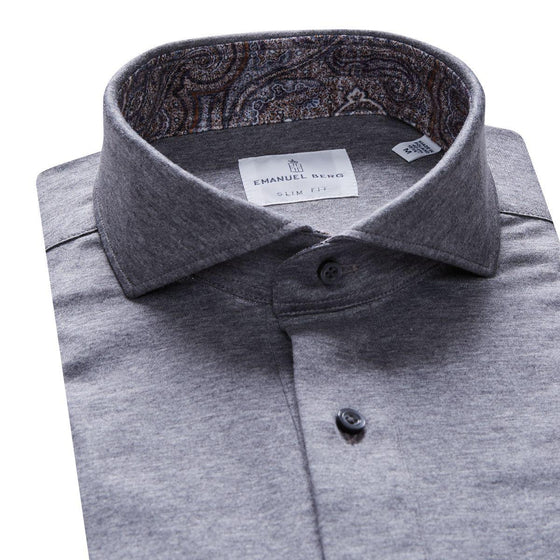 Emanuel Berg - Polo manches longues Premium Jersey Knit - Modern Fit - Gris - LE CAPITAINE D'A BORD