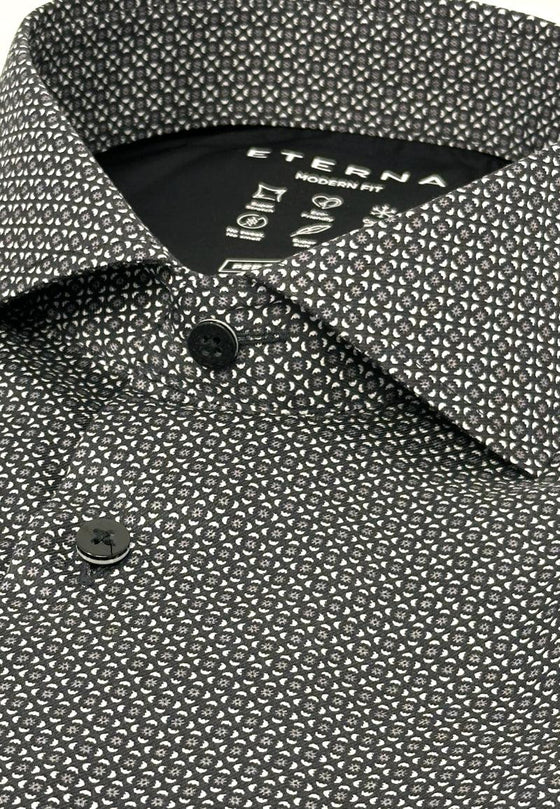 ETERNA - Chemise manches longues à motifs Performance Modern Fit - Noir - LE CAPITAINE D'A BORD