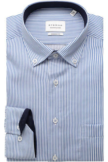  ETERNA - Chemise manches longues rayée Modern Fit - Bleu - LE CAPITAINE D'A BORD