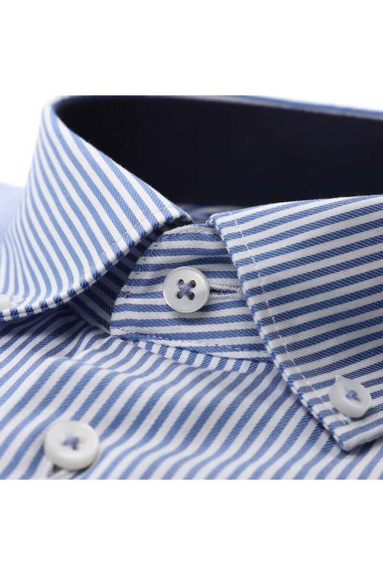 ETERNA - Chemise manches longues rayée Modern Fit - Bleu - LE CAPITAINE D'A BORD
