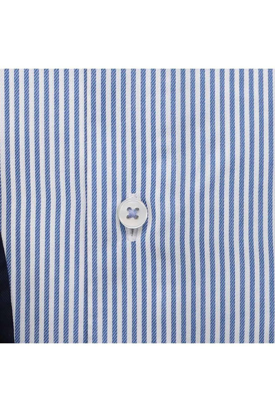 ETERNA - Chemise manches longues rayée Modern Fit - Bleu - LE CAPITAINE D'A BORD