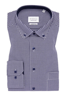  ETERNA - Chemise manches longues vichy Modern Fit - Marine/Blanc - LE CAPITAINE D'A BORD