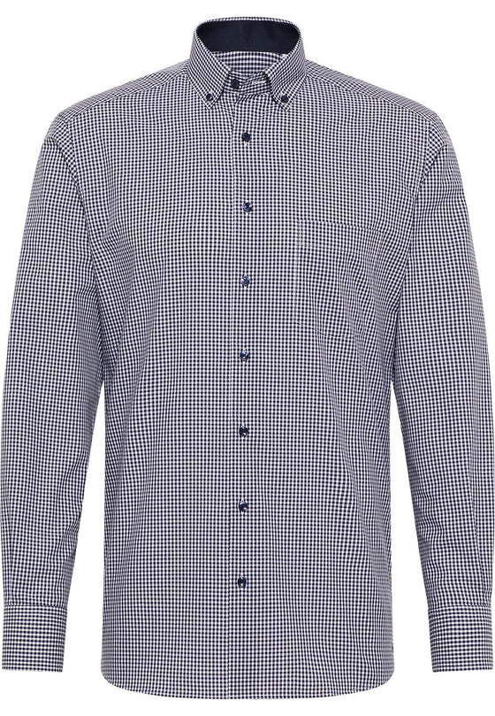 ETERNA - Chemise manches longues vichy Modern Fit - Marine/Blanc - LE CAPITAINE D'A BORD