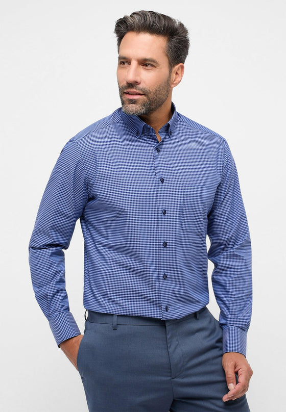 ETERNA - Chemise manches longues vichy Modern Fit - Marine/Bleu - LE CAPITAINE D'A BORD