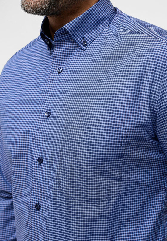 ETERNA - Chemise manches longues vichy Modern Fit - Marine/Bleu - LE CAPITAINE D'A BORD