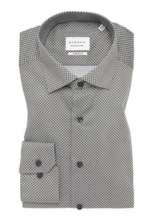  ETERNA - Chemise motifs manches longues Modern Fit - Marine/Beige - LE CAPITAINE D'A BORD