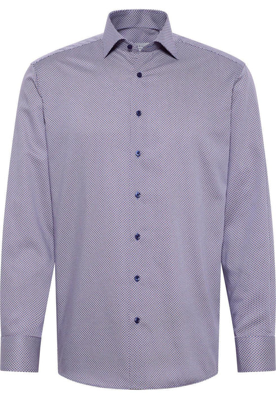 ETERNA - Chemise motifs manches longues Modern Fit - Marine/Rouge - LE CAPITAINE D'A BORD