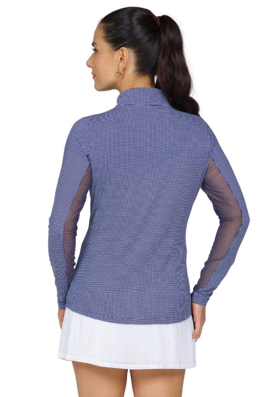 Ibkül - Essential Mini Check Long Sleeve Mock Neck - 10754 - LE CAPITAINE D'A BORD