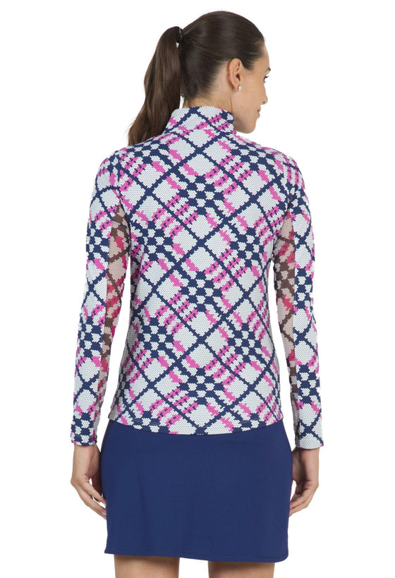 Ibkül - Sonika Print Long Sleeve Mock Neck Top – 10653 - LE CAPITAINE D'A BORD