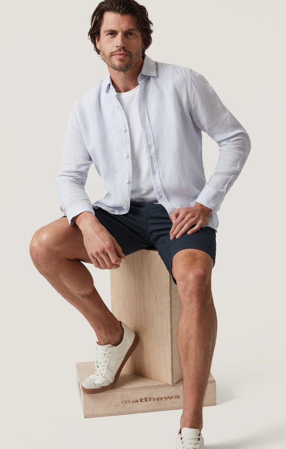 34 Heritage - Linen Chambray Shirt Chalk