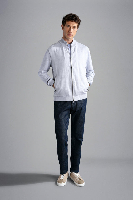 Paul & Shark - Cardigan de coton Fresco avec devant de lin - LE CAPITAINE D'A BORD