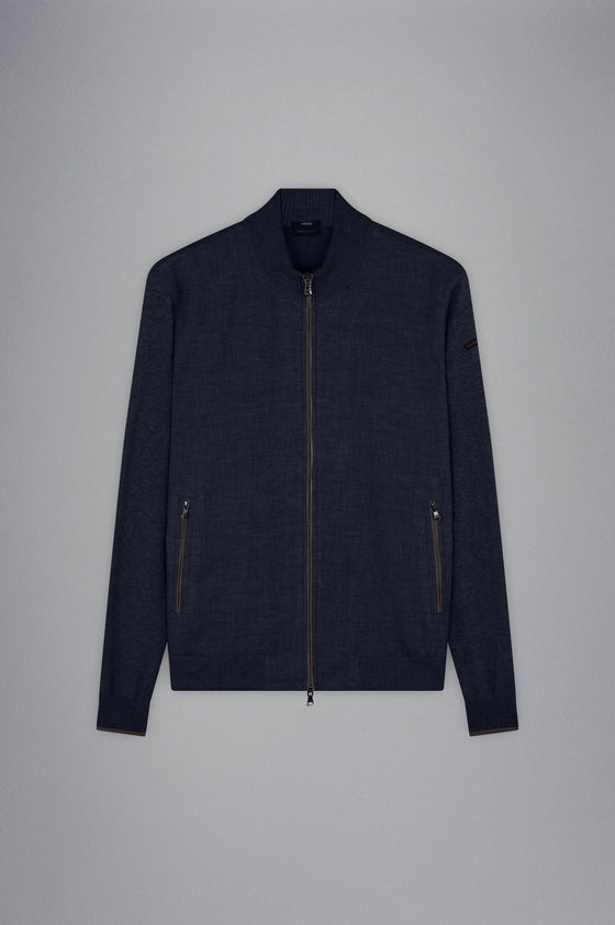 Paul & Shark - Cardigan de coton Fresco avec devant de lin - LE CAPITAINE D'A BORD